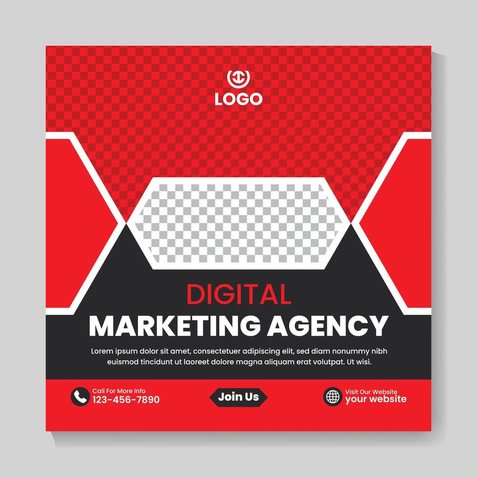 Corporate digital marketing agency social media post design creative business square web banner template vector
