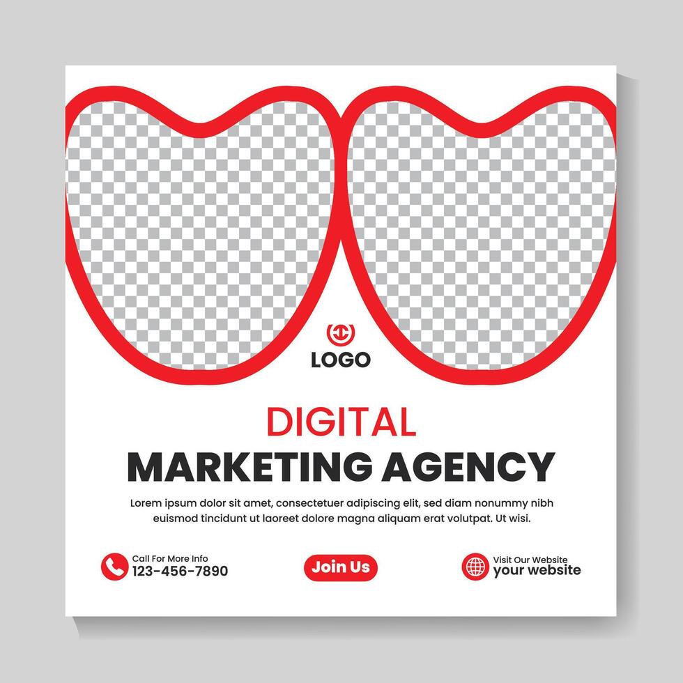 Corporate modern digital marketing agency social media post design creative square web banner template vector