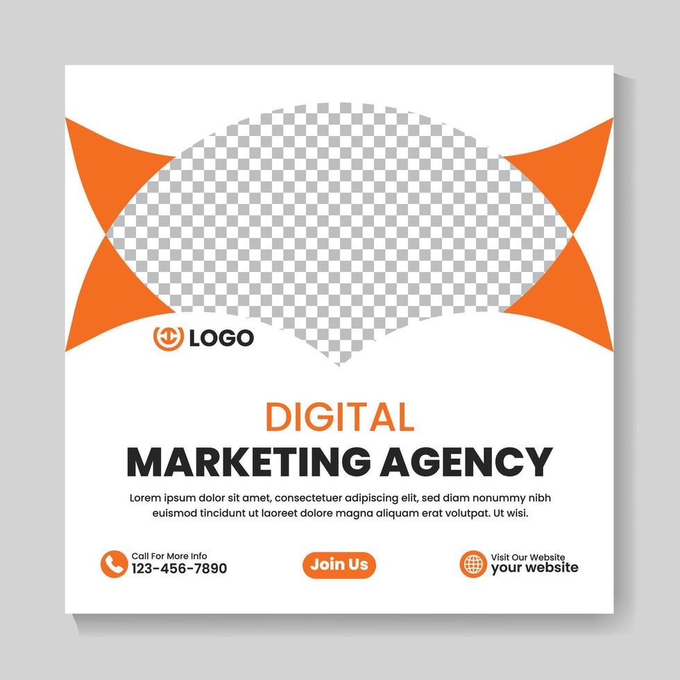 Corporate digital marketing agency social media post design template vector