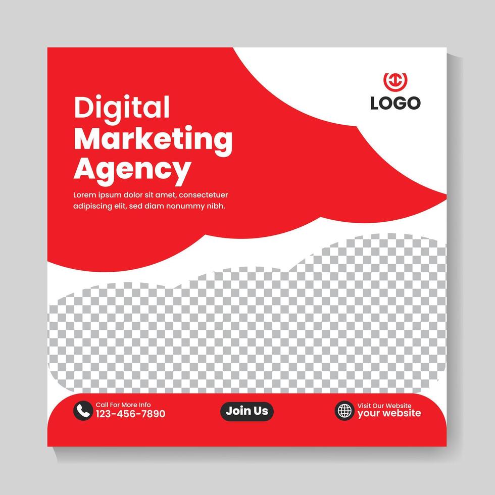 Modern digital marketing agency social media post design template vector