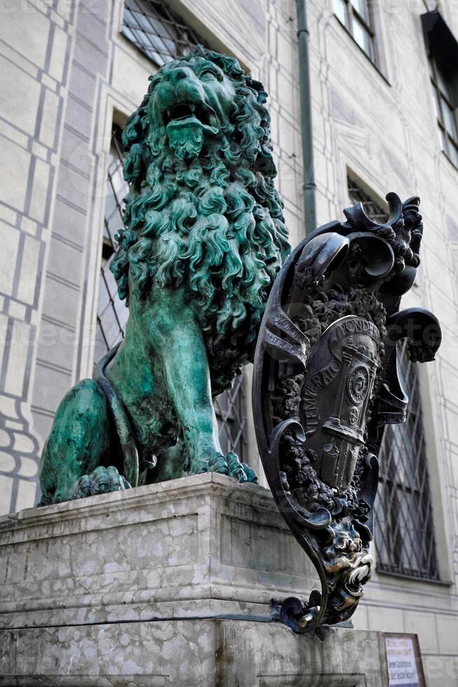 Bavarian lion statue at Munich Residenz palace photo