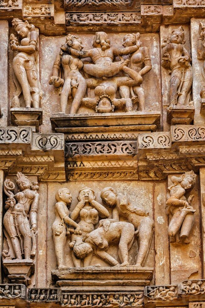 Famous erotic stone sculptures of Khajuraho photo