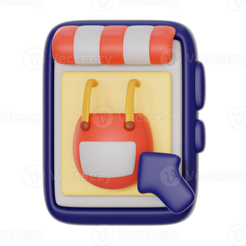 online shop 3d icon illustration. online shopping 3d rendering png