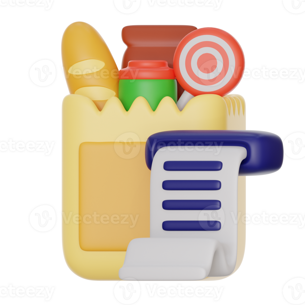receipt 3d icon illustration. online shopping 3d rendering png
