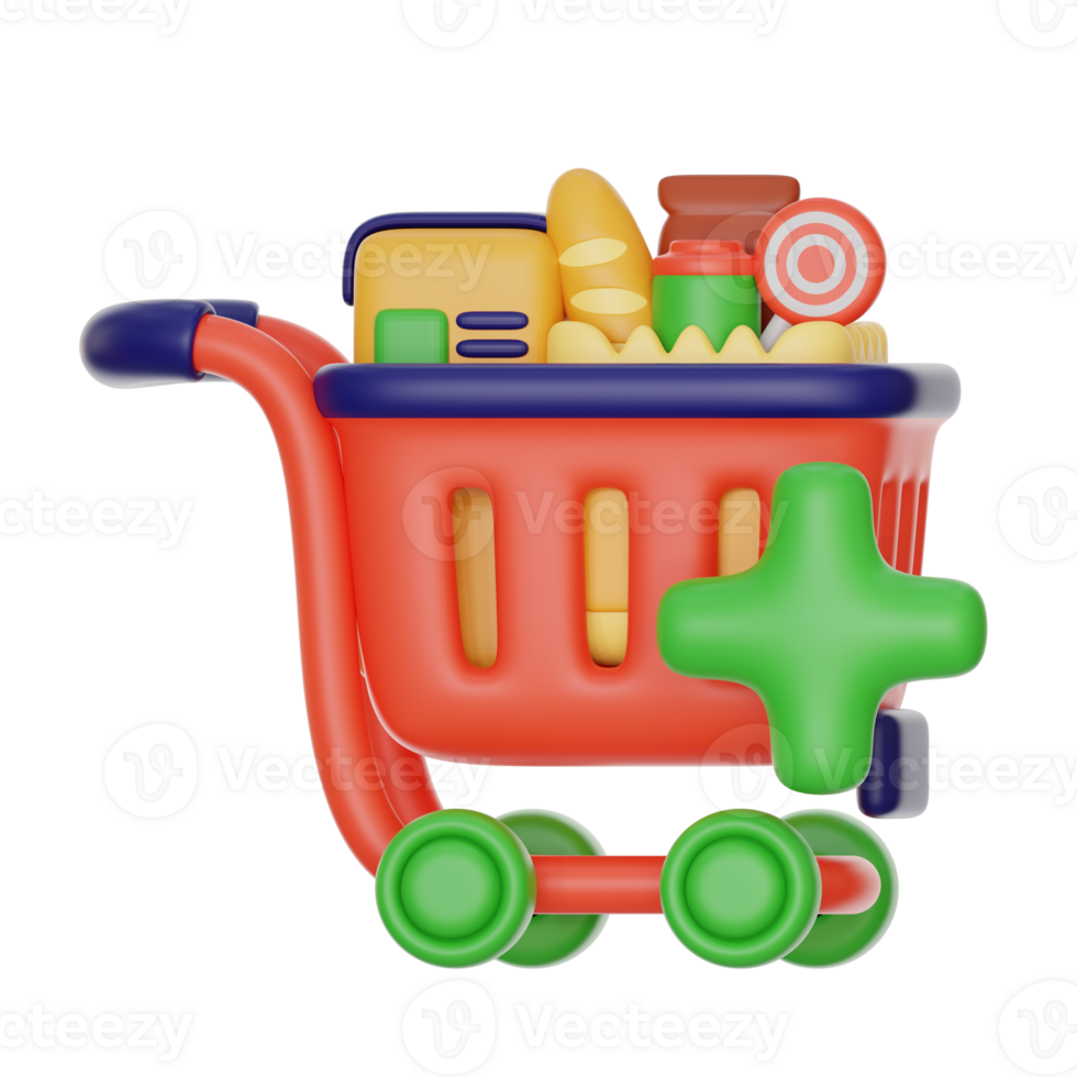 add cart 3d icon illustration. online shopping 3d rendering png