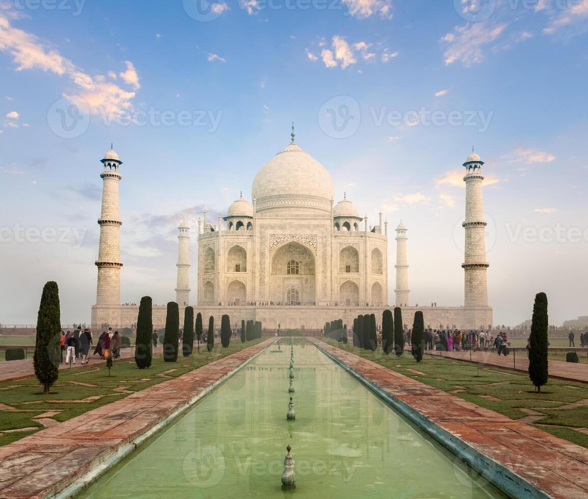 taj mahal en amanecer atardecer, agra, India foto