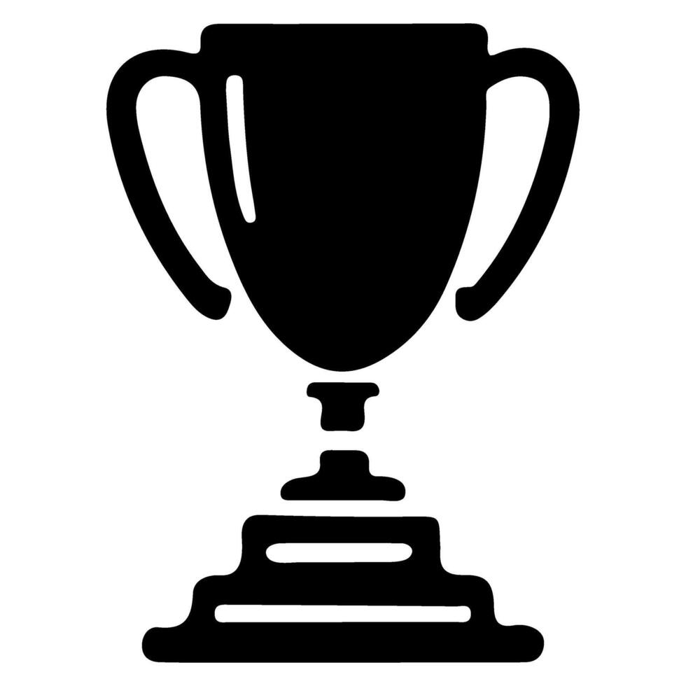 Winning award black line art outline Trophy cup icon vector illustration