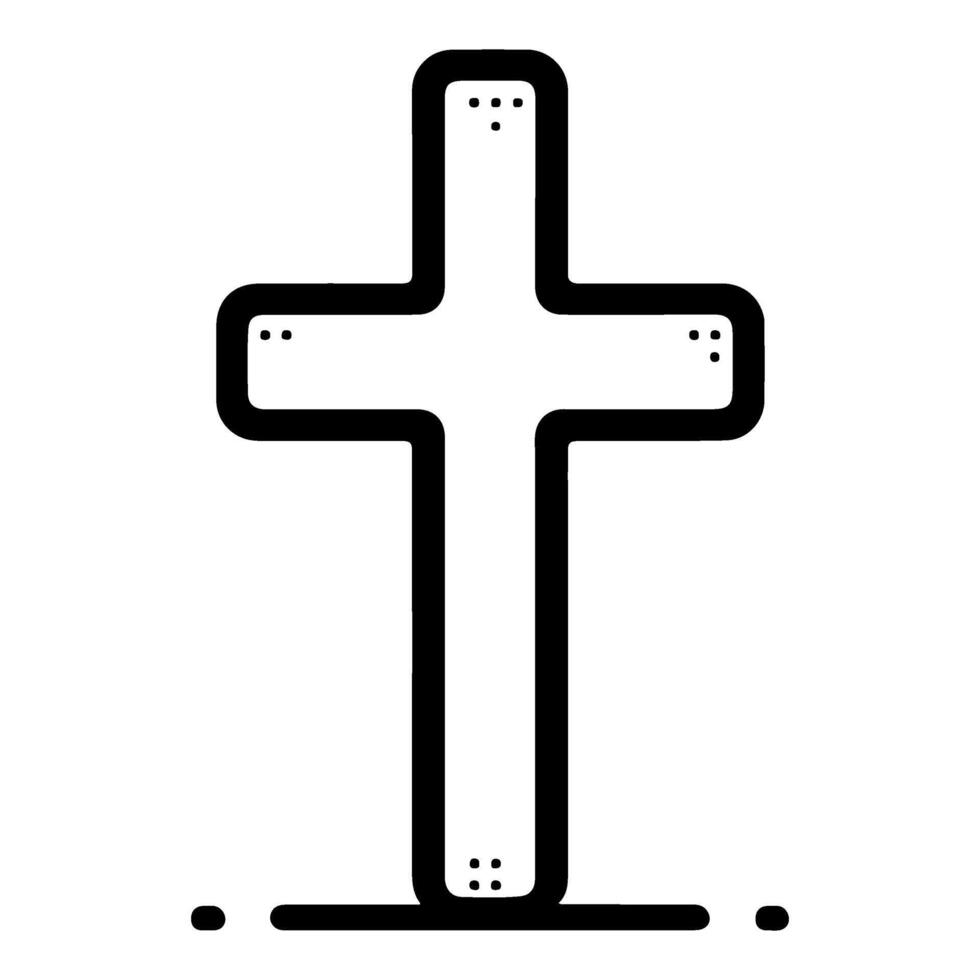 Religion Christian cross icon symbol flat style. Hand drawn black line sketch grunge cross Vector illustration