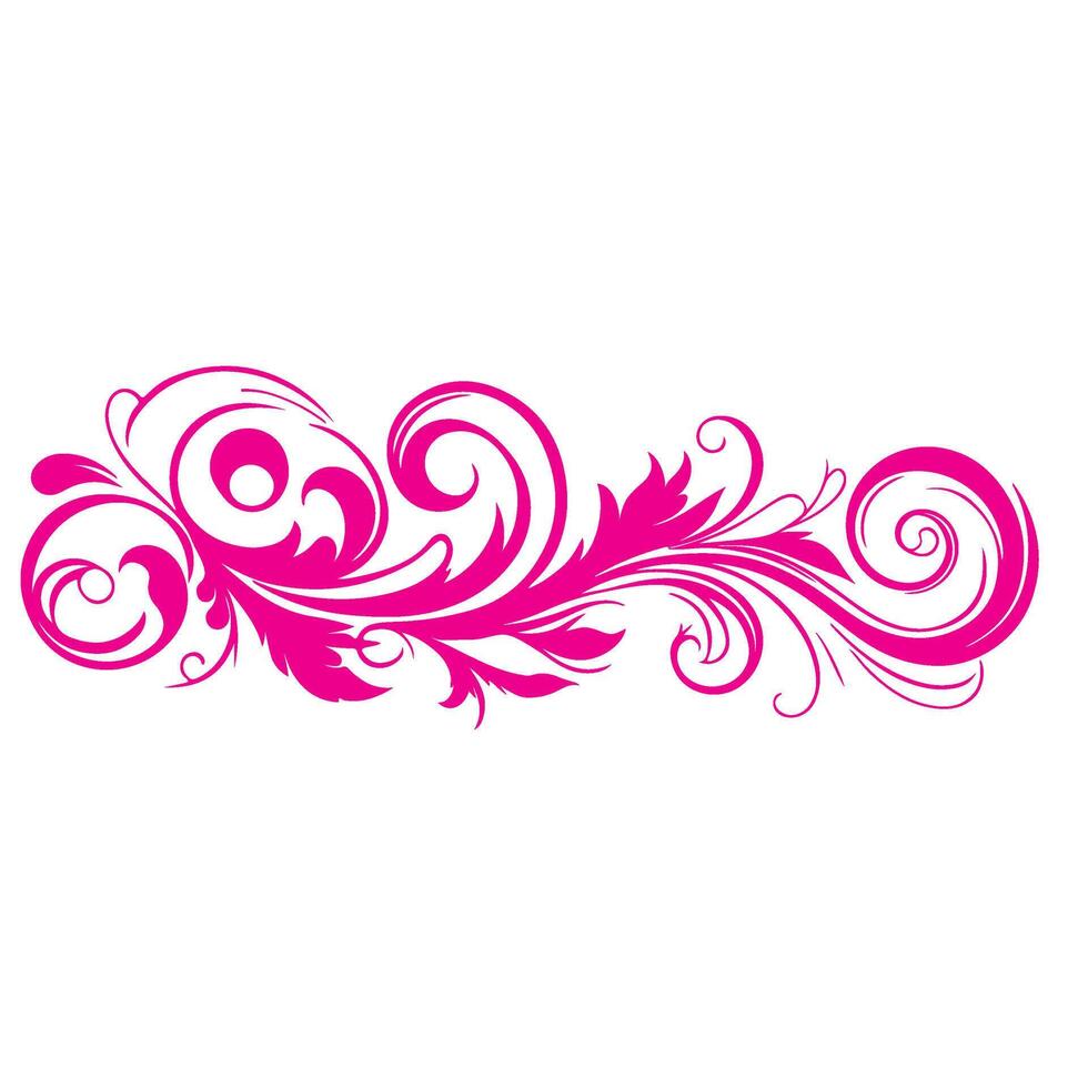 AI generated elegant swirls damask with floral hand draw pink line style element illustration isolated on white background vector