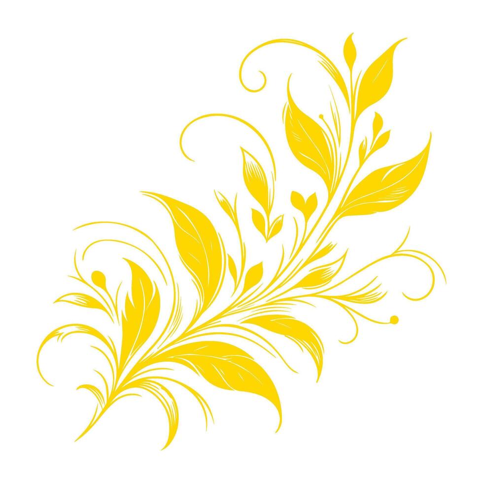 AI generated hand draw of beautiful floral ornament gold leaves. Contour Flower leaf. Floral Design Element vector