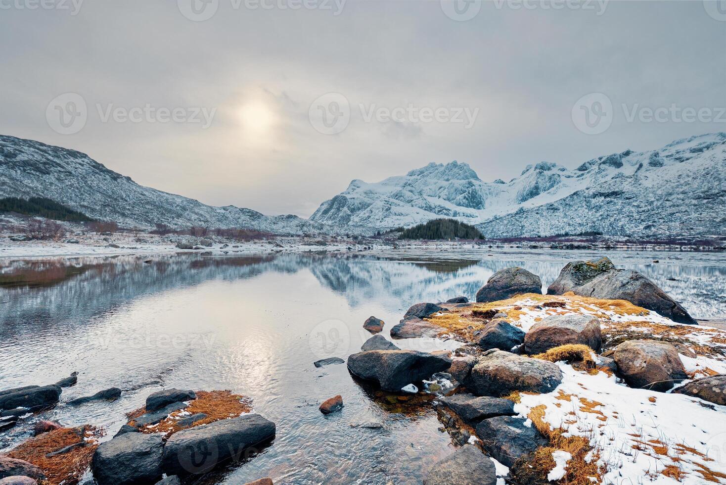 Fjord in winter, Norway photo