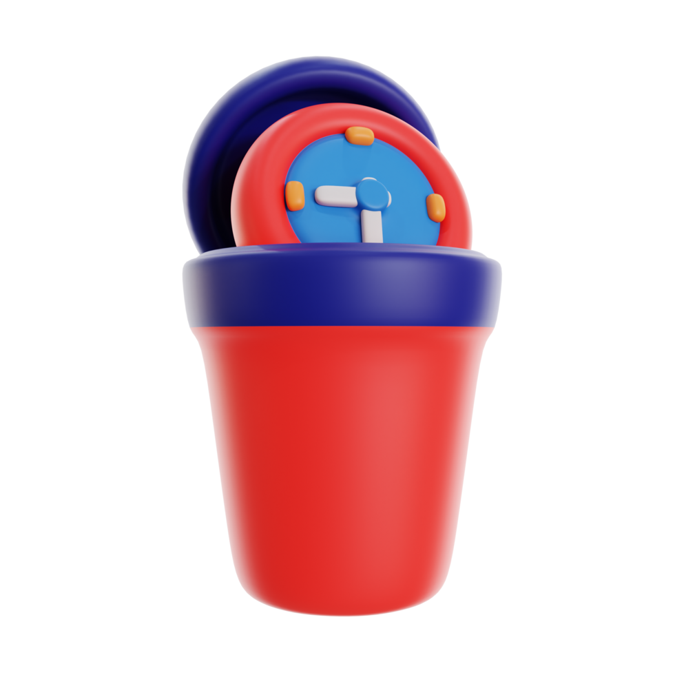 waste time 3d icon illustration. time menagement 3d rendering png