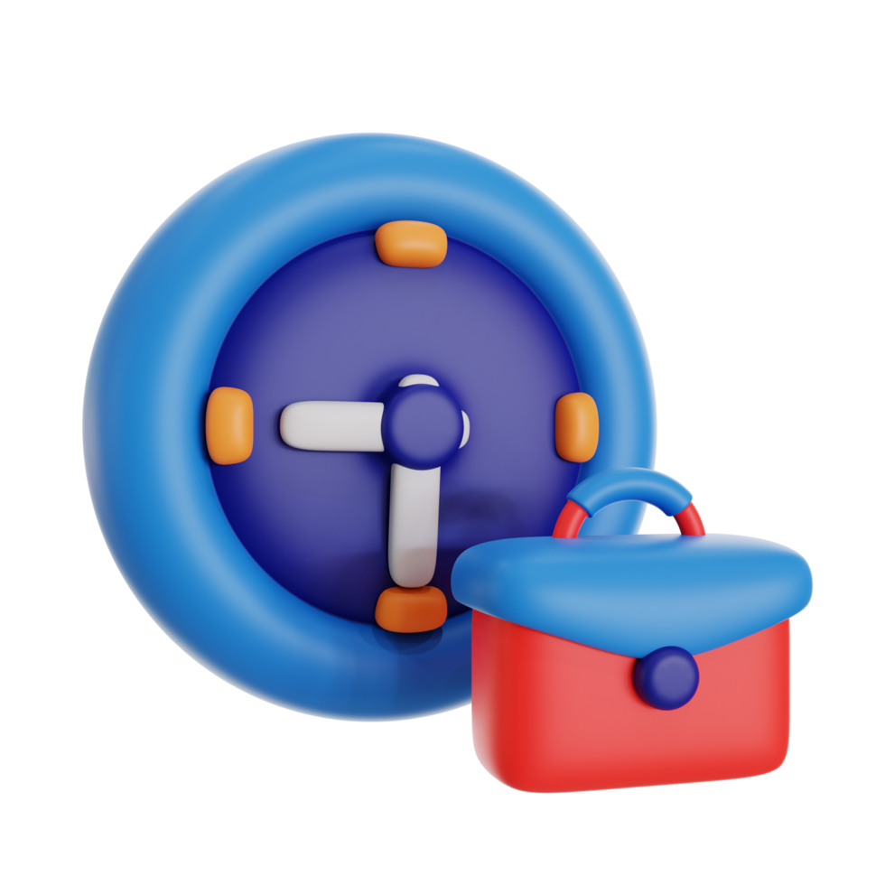 work time 3d icon illustration. time menagement 3d rendering png