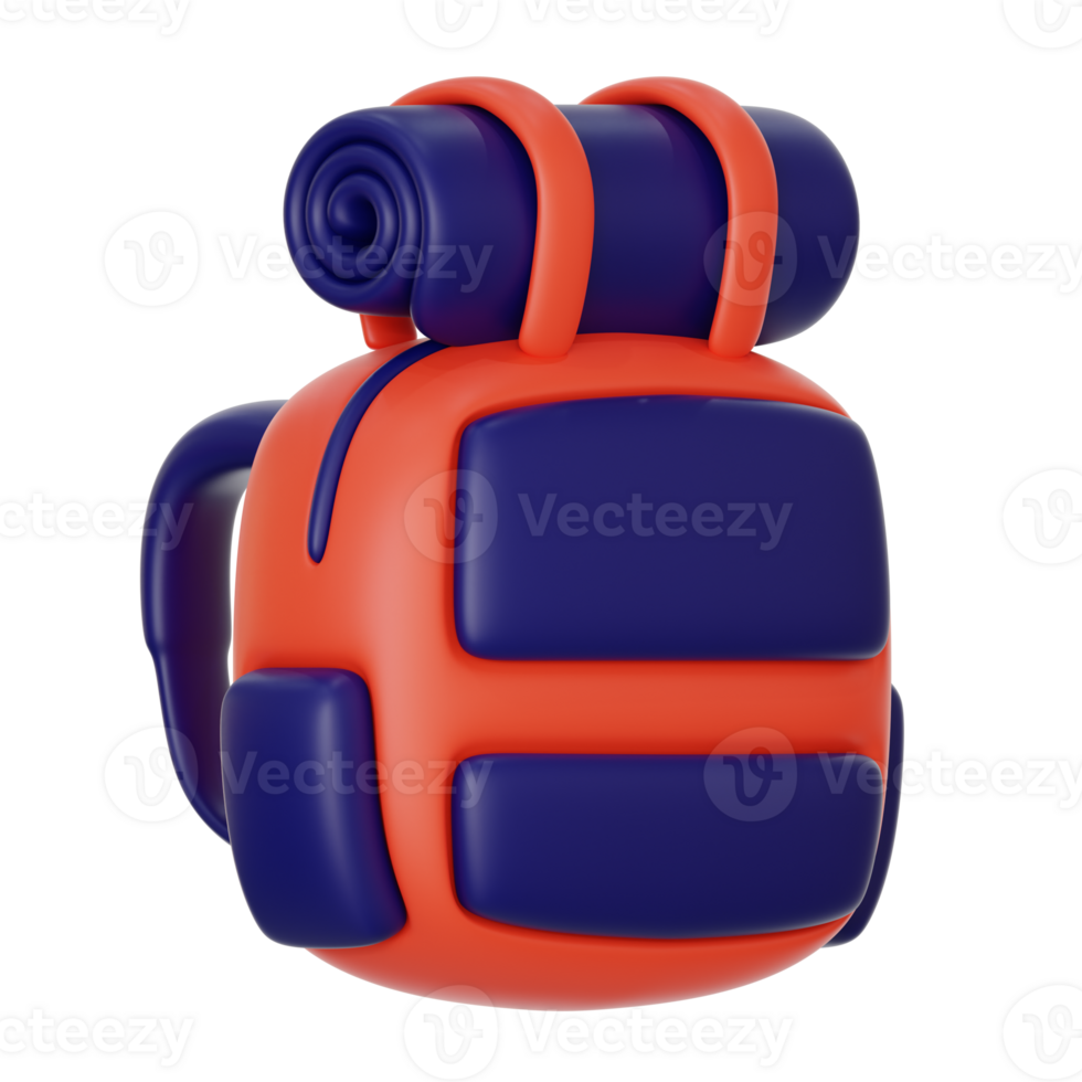 ilustración de icono 3d de mochila de viaje png