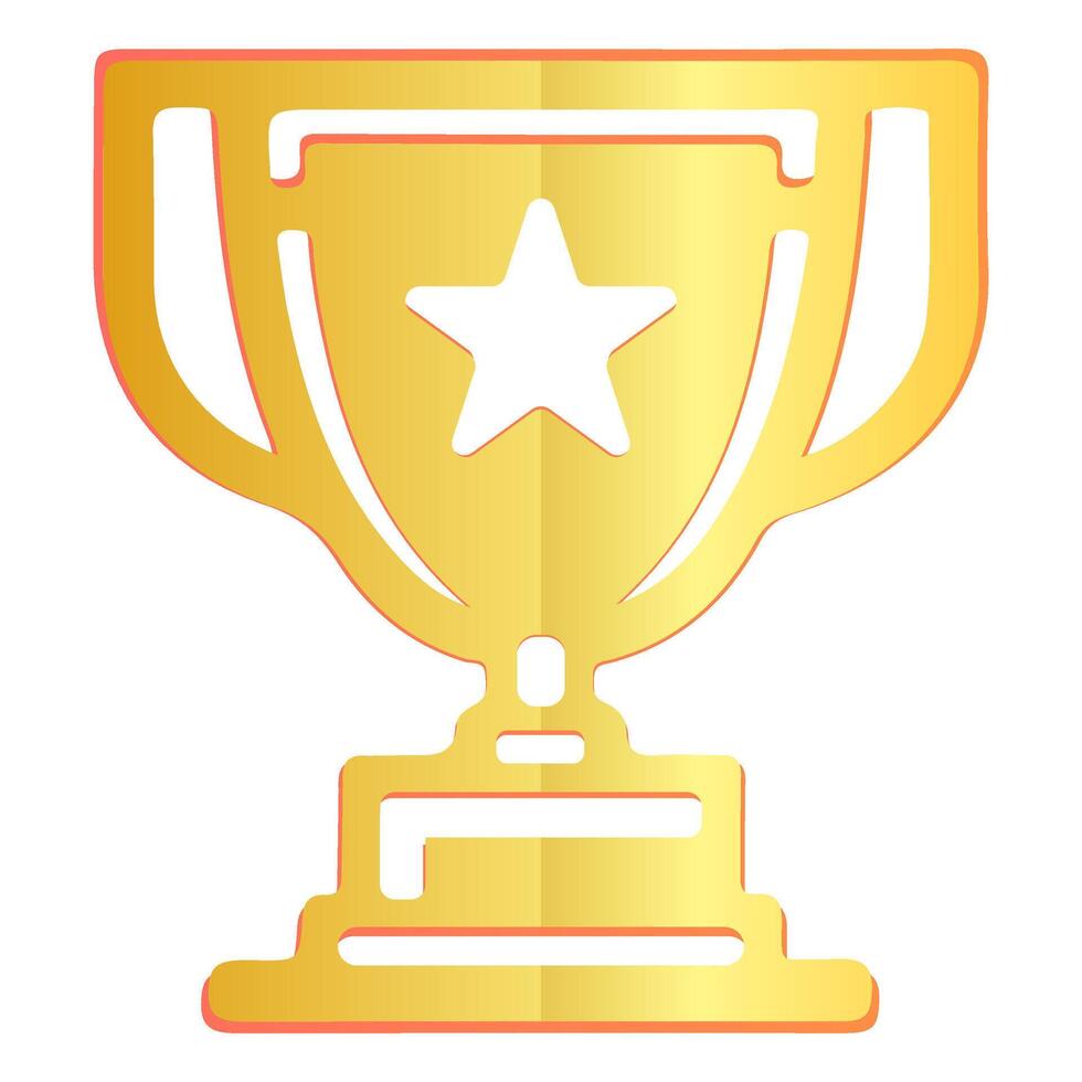 Winning award golden gradients metallic. Trophy cup icon paper cut vector illustration