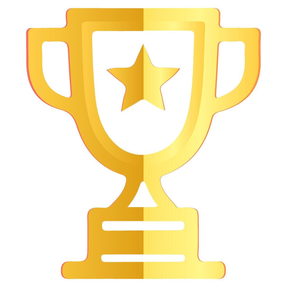 Winning award golden gradients metallic. Trophy cup icon paper cut vector illustration