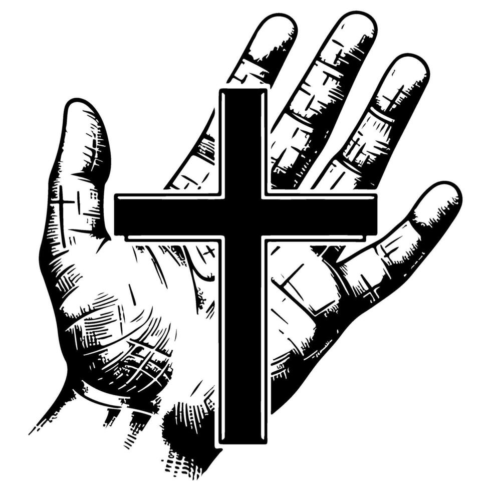 religión cristiano cruzar icono símbolo plano estilo. mano dibujado negro línea bosquejo grunge cruzar vector ilustración