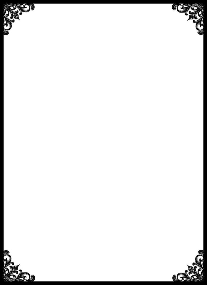 Corner border damask frame black line Art elegant ornament decorative page frame simple proportion vertical template vector