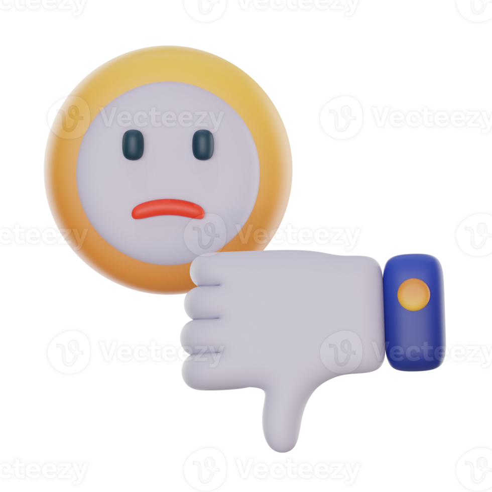 dislike 3d icon illustration. feedback 3d rendering png