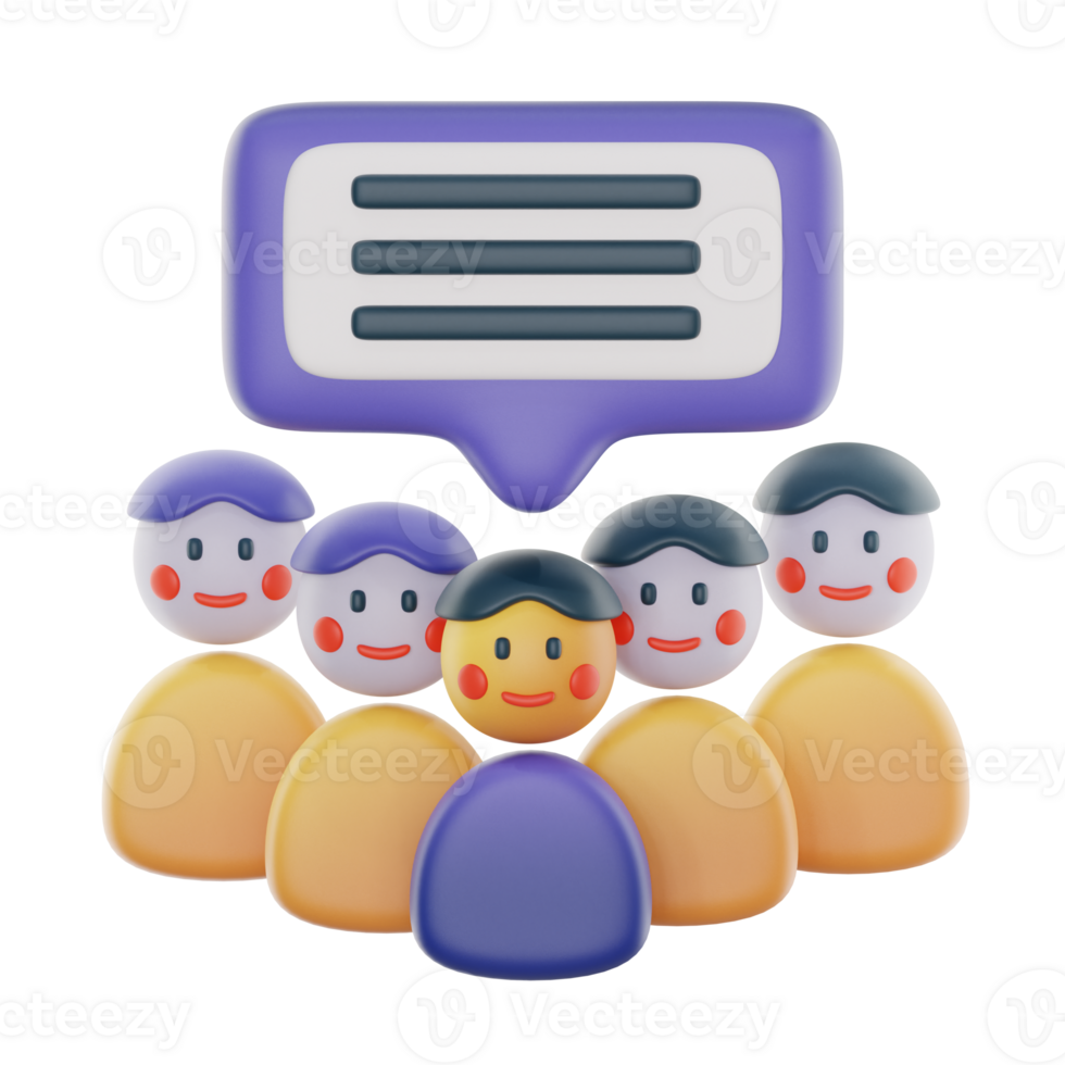 group opinion 3d icon illustration. feedback 3d rendering png