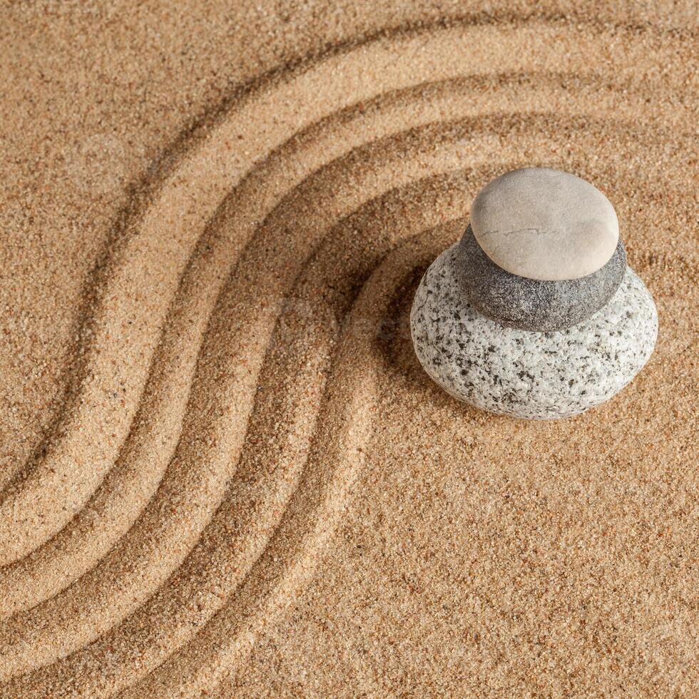 Japanese Zen stone garden photo