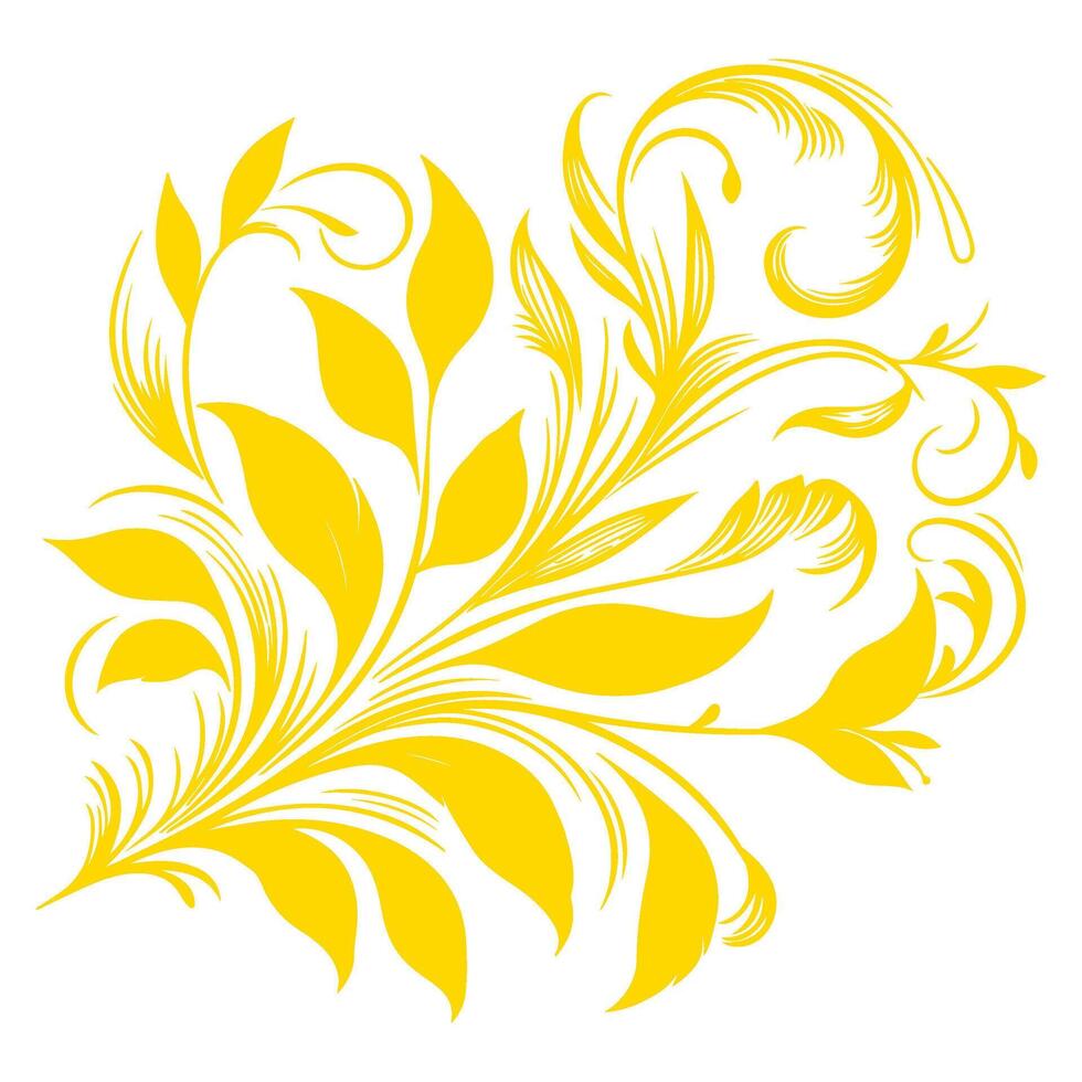 ai generado mano dibujar de hermosa floral ornamento oro hojas. contorno flor hoja. floral diseño elemento vector