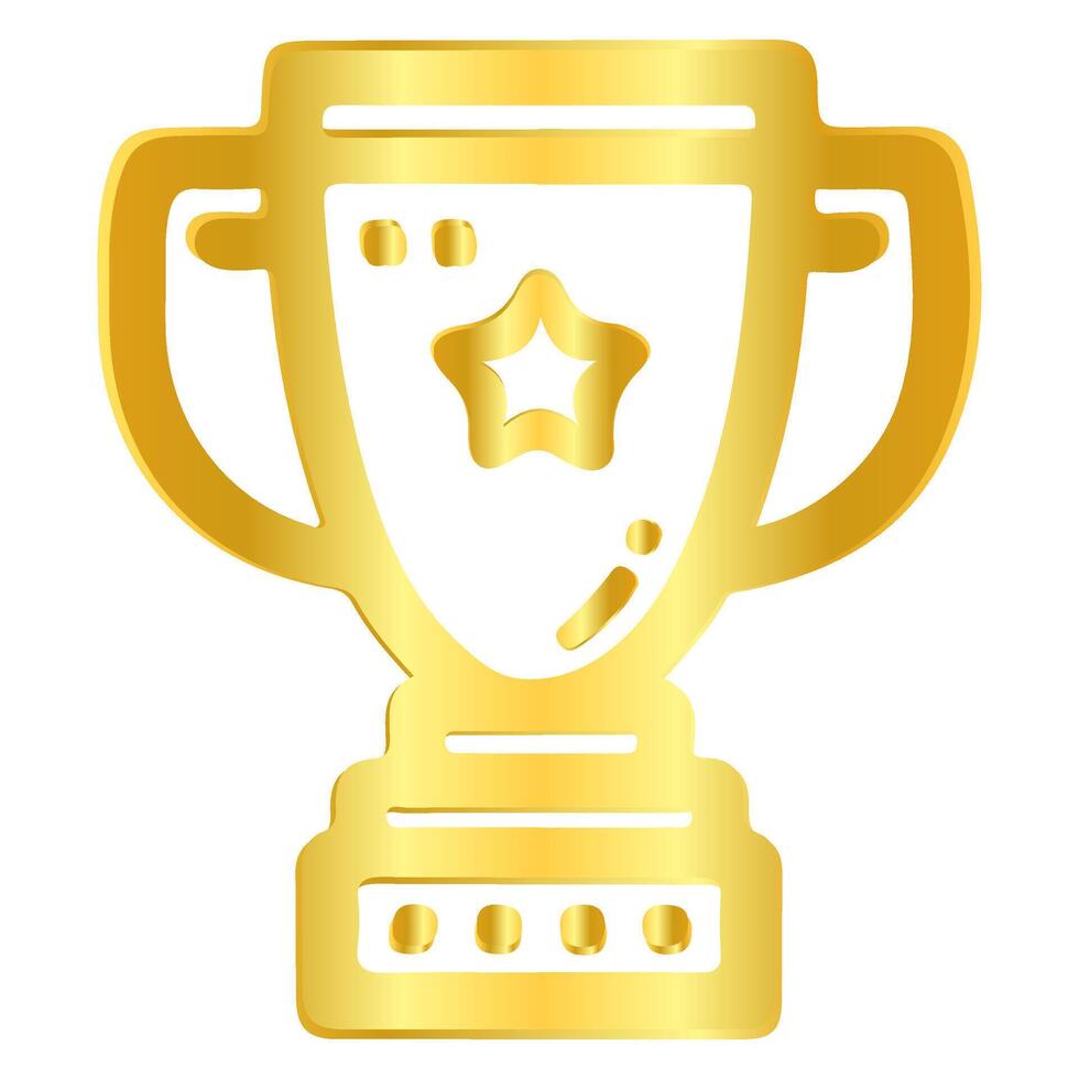 Winning award golden gradients metallic. Trophy cup icon paper cut vector illustration