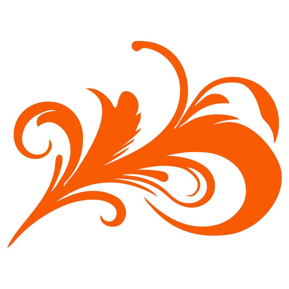 AI generated elegant swirls damask with floral hand draw orange line style element illustration on white background vector