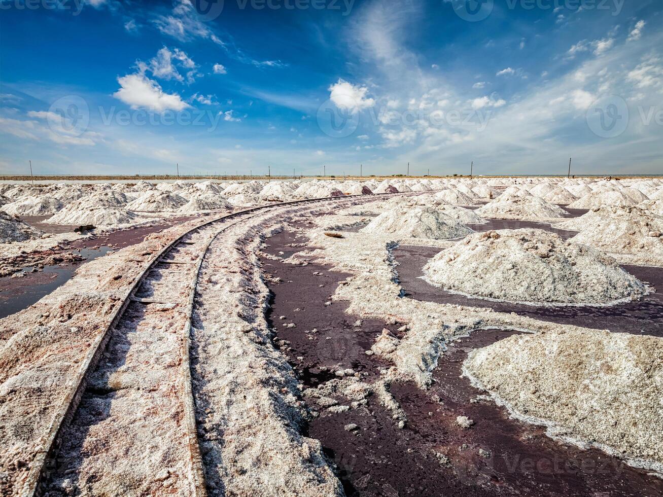 Salt mine with rails photo