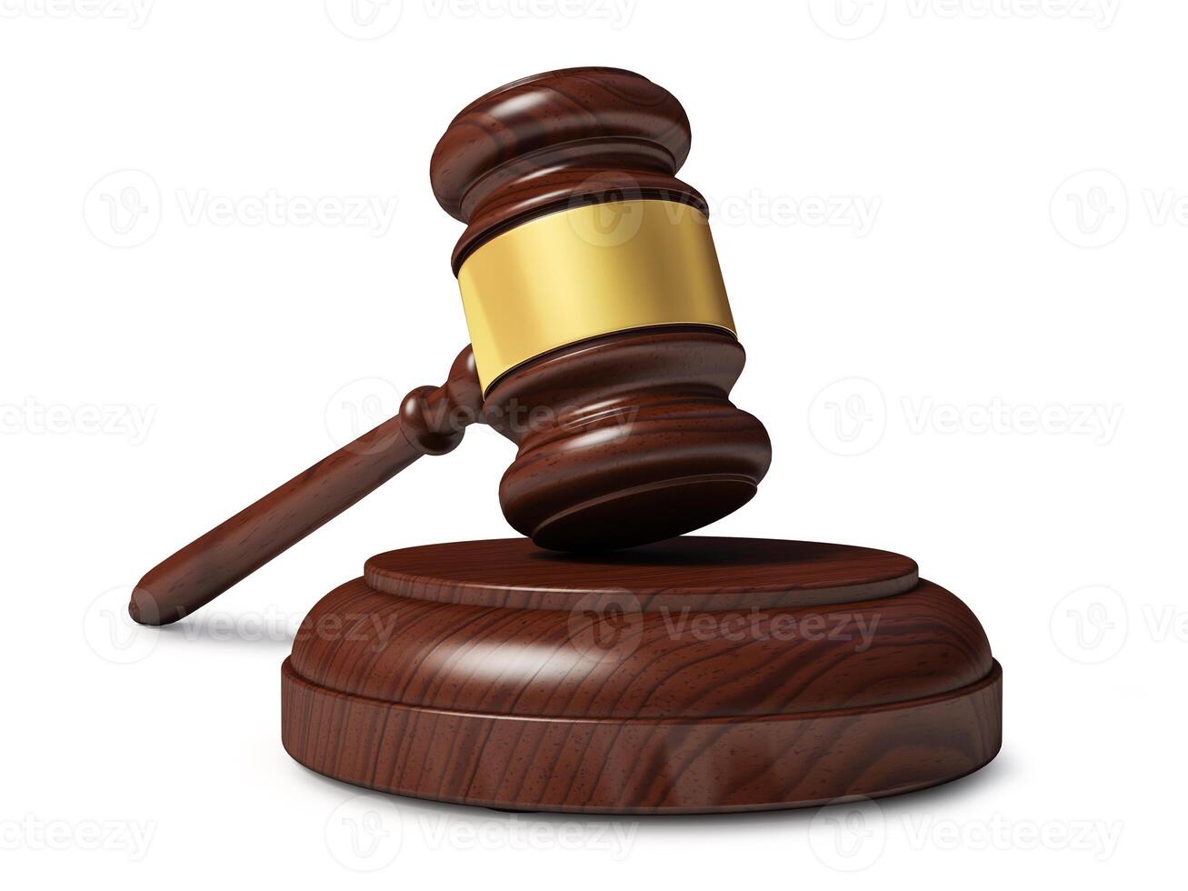 Wooden judge gavel isolated photo