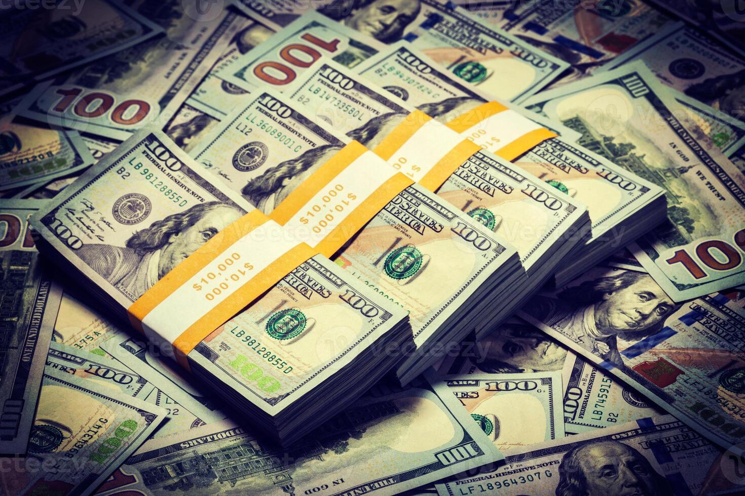 Background of new 100 US dollars 2013 banknotes photo
