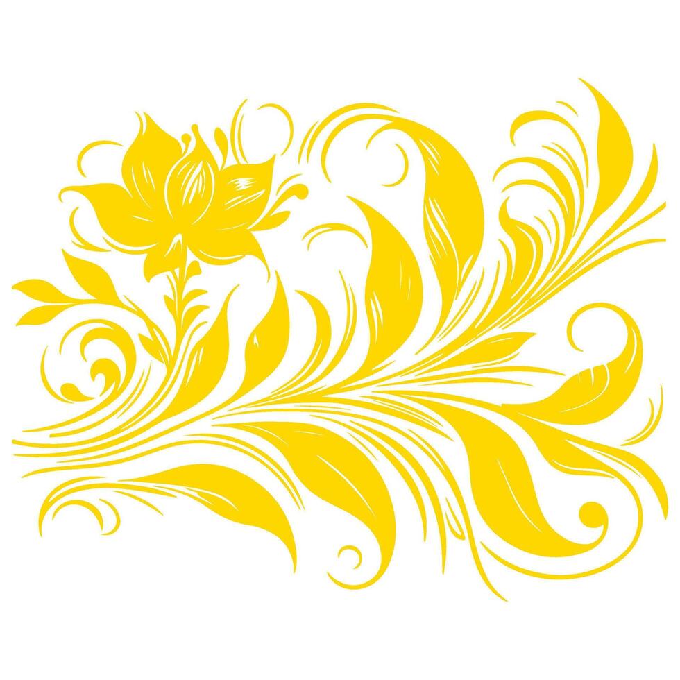 ai generado mano dibujar de hermosa floral ornamento oro hojas. contorno flor hoja. floral diseño elemento vector