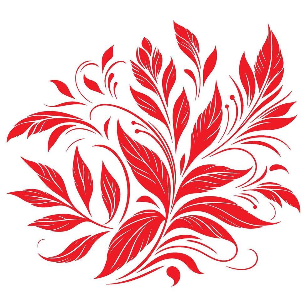 AI generated floral ornament red leaves vector