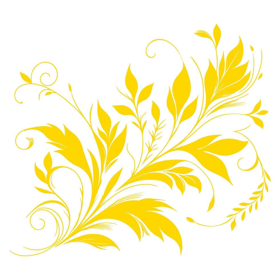 ai generado mano dibujar de hermosa floral ornamento oro hojas. contorno flor hoja. floral diseño elemento vector