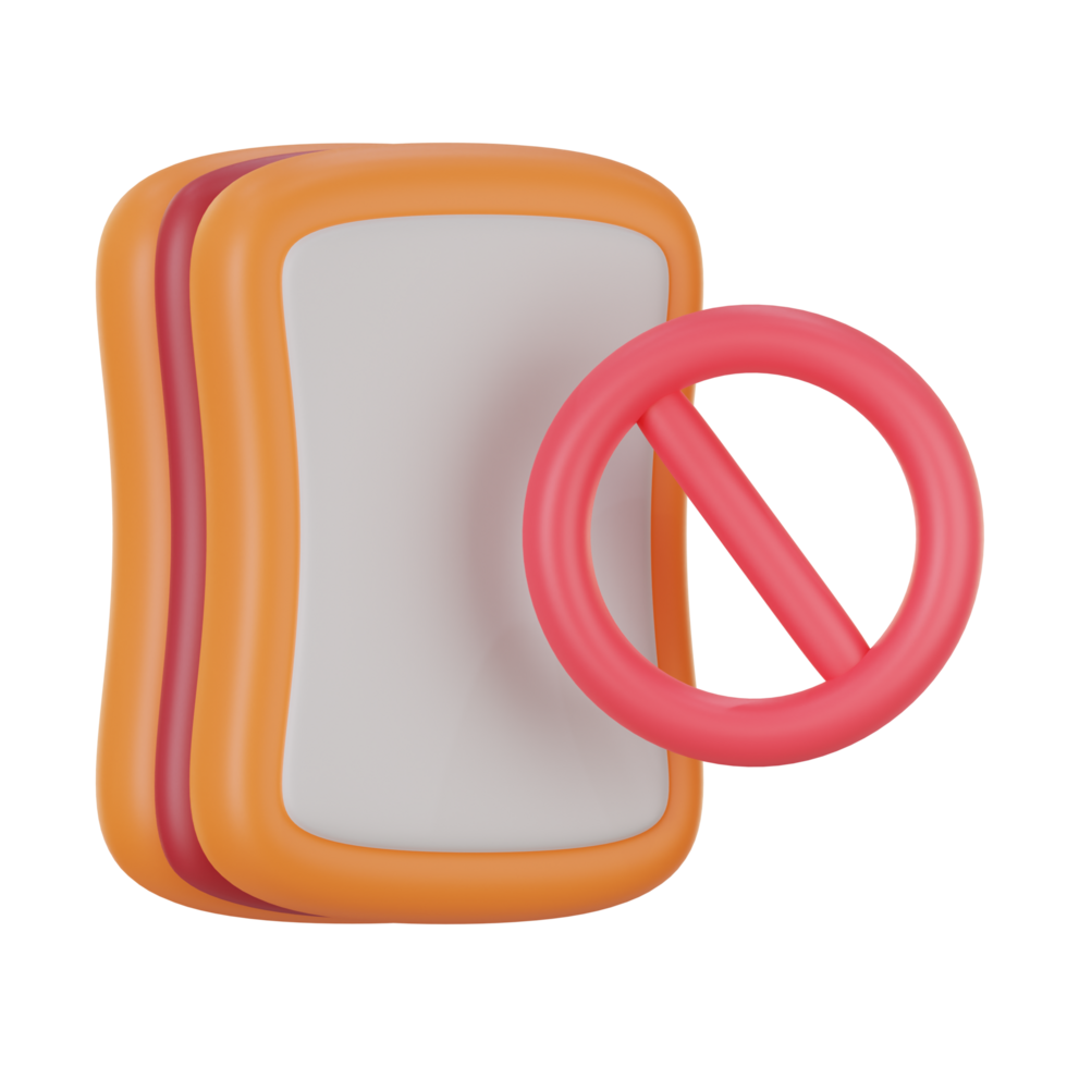 no eating 3d icon illustration. library 3d rendering png