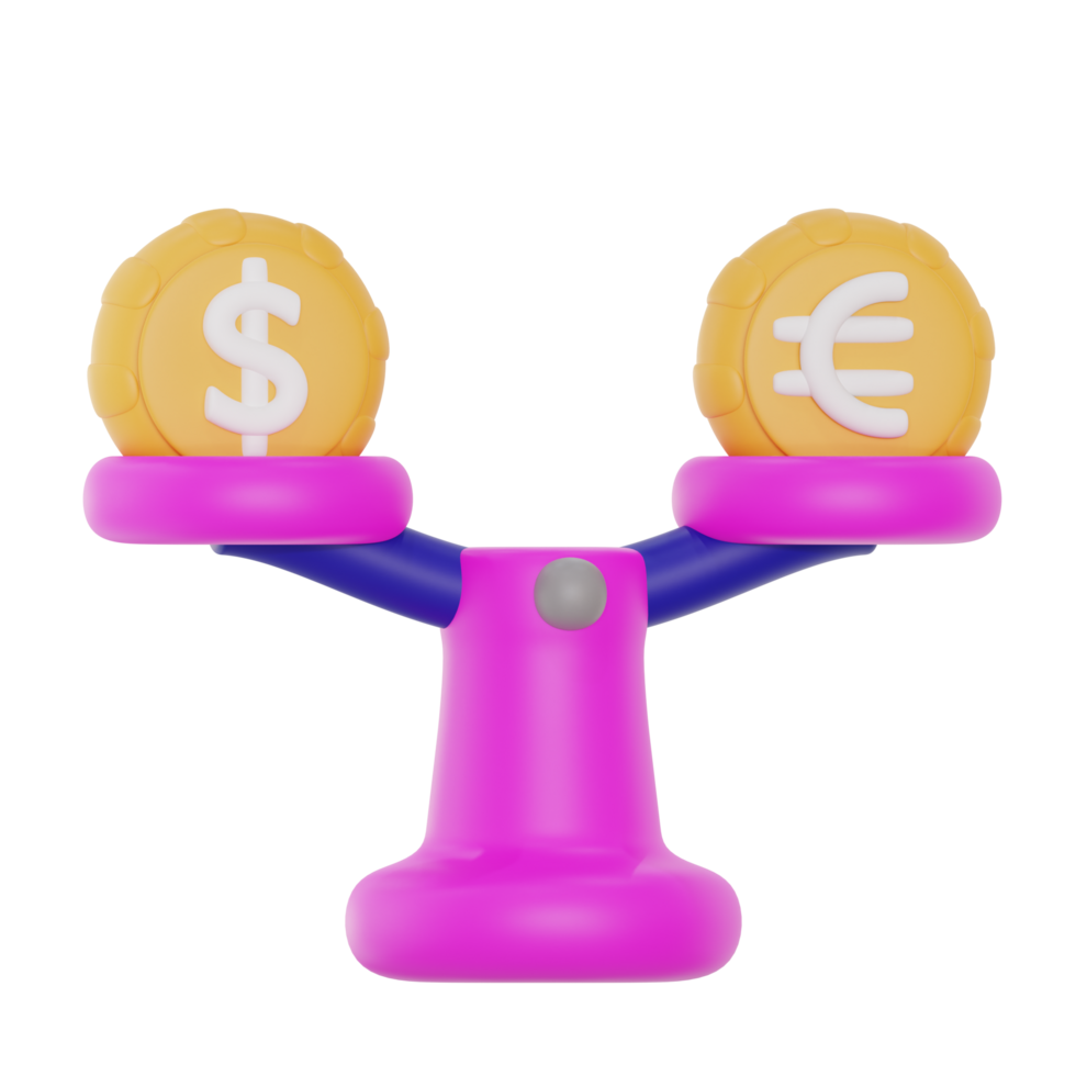 curency balance 3d icon illustration. financial technology 3d rendering png