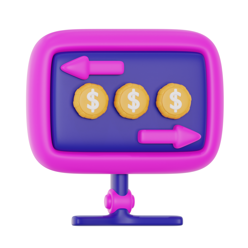 en línea transferir 3d icono ilustración. financiero tecnología 3d representación png