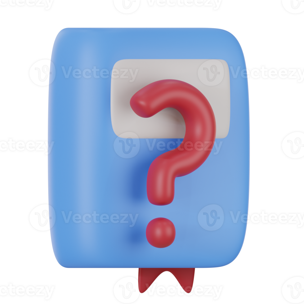 book question mark 3d icon illustration. library 3d rendering png