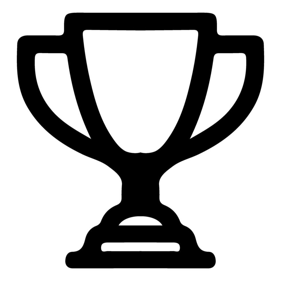 Winning award black line art outline Trophy cup icon vector illustration
