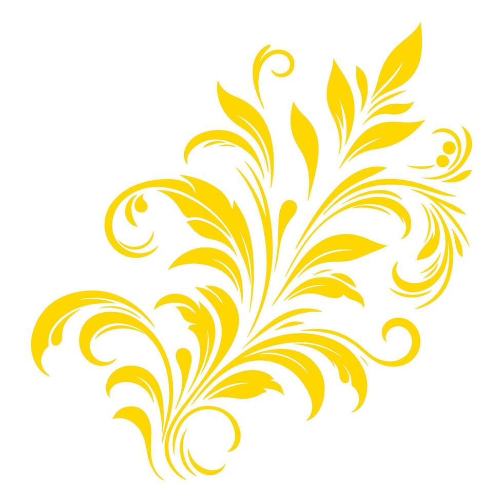 AI generated hand draw of beautiful floral ornament gold leaves. Contour Flower leaf. Floral Design Element vector