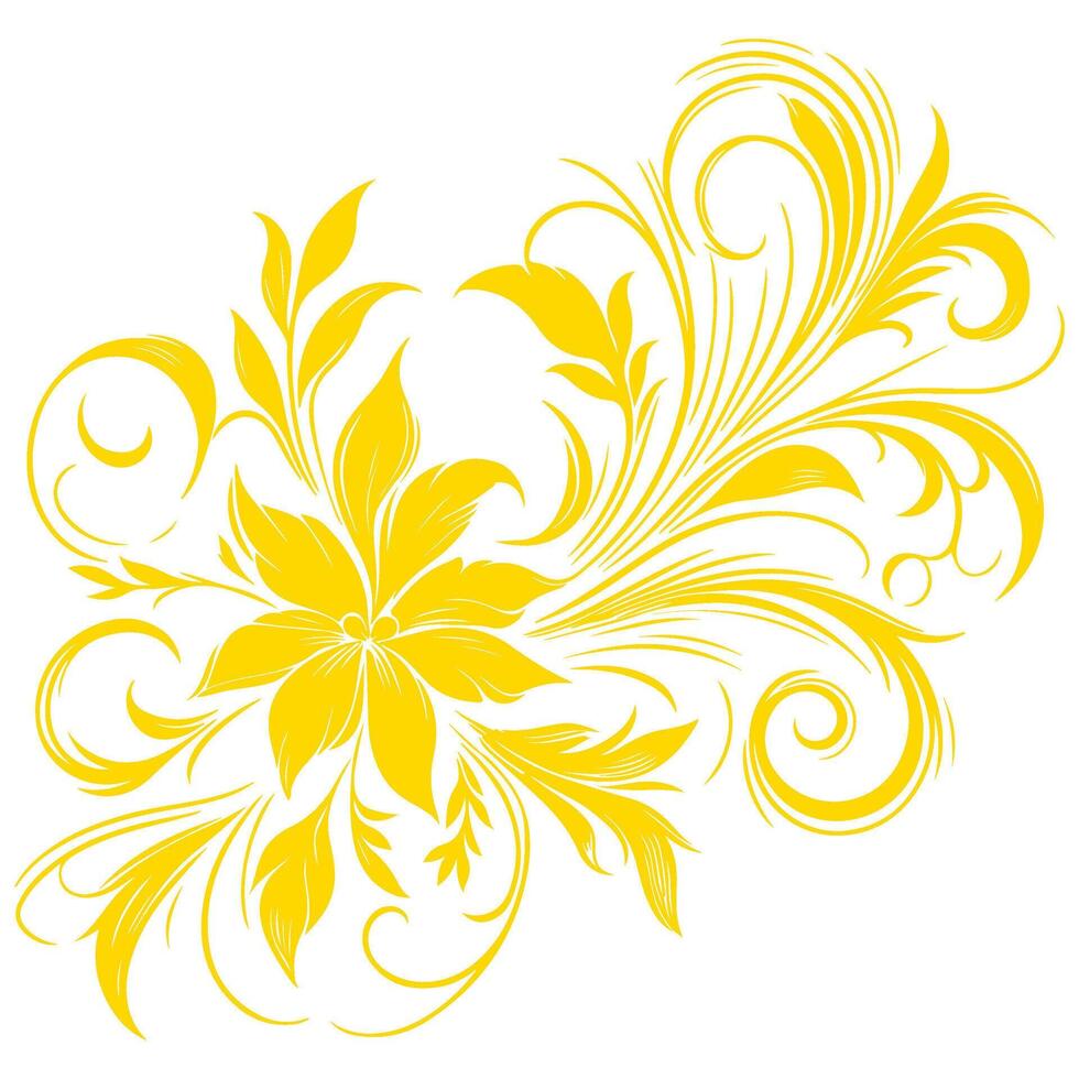 ai generado mano dibujar de hermosa floral ornamento oro hojas. contorno flor hoja. floral diseño elemento vector