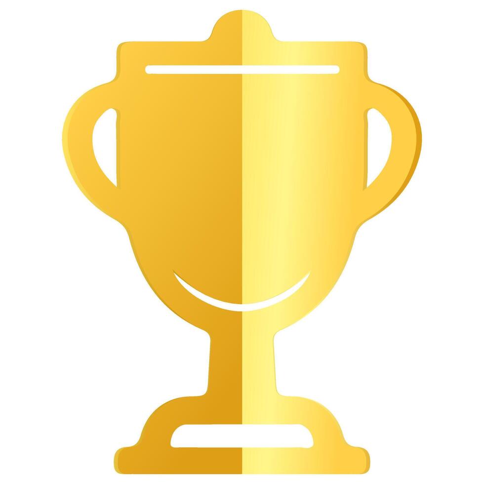 Winning award golden gradients metallic. Trophy cup icon paper cut vector illustration