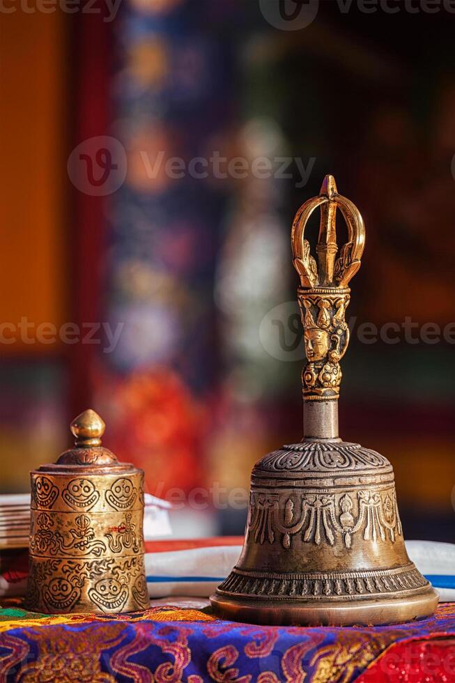 Religious bell in Buddhist monastery photo