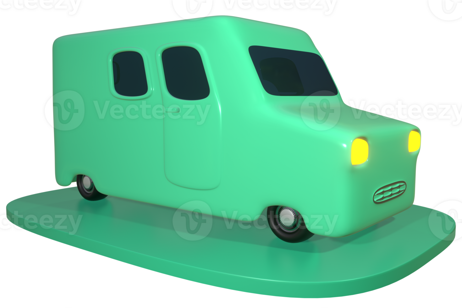 3d coche autobús verde png