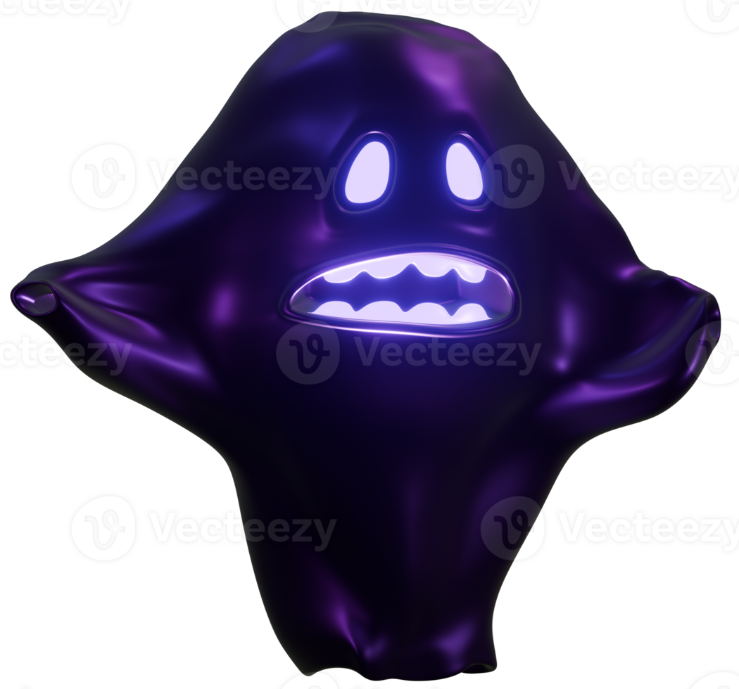 3D ghost glowing eyes purple png