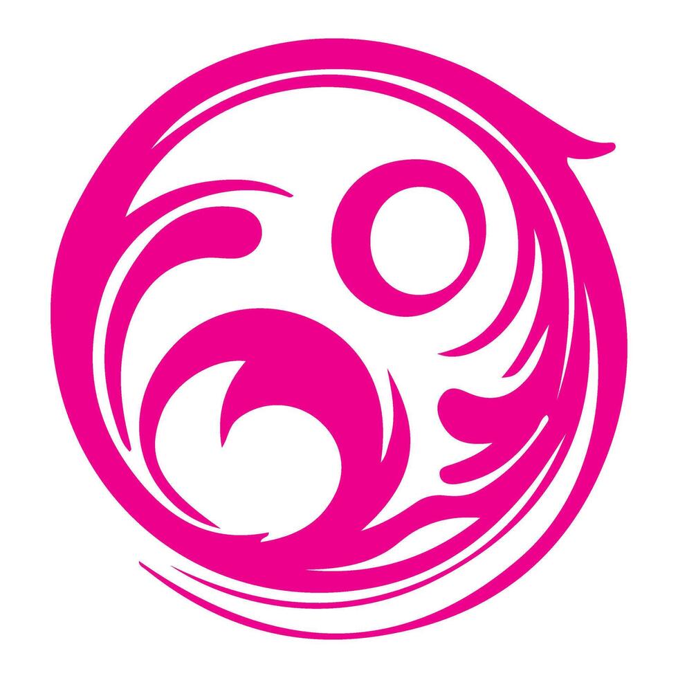 AI generated elegant swirls damask with floral hand draw pink line style element illustration isolated on white background vector