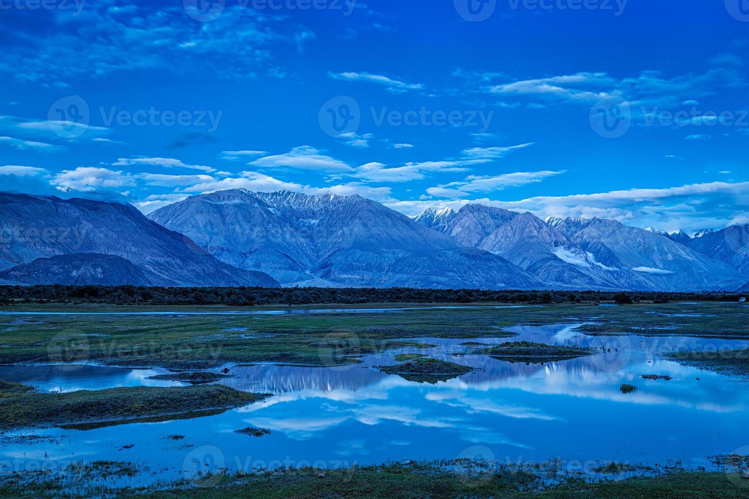 Nubra valley in twilight. Ladah, India photo
