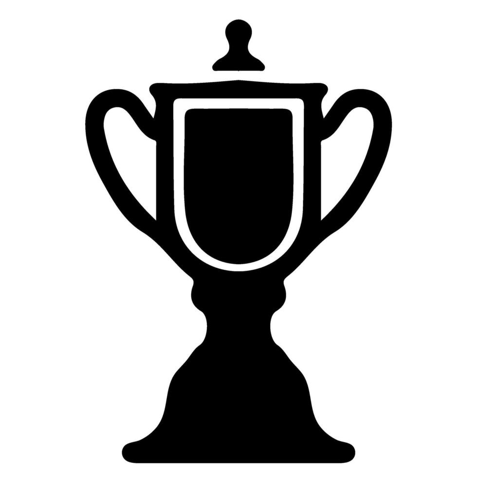 Winning award black line art outline Trophy cup icon vector illustration