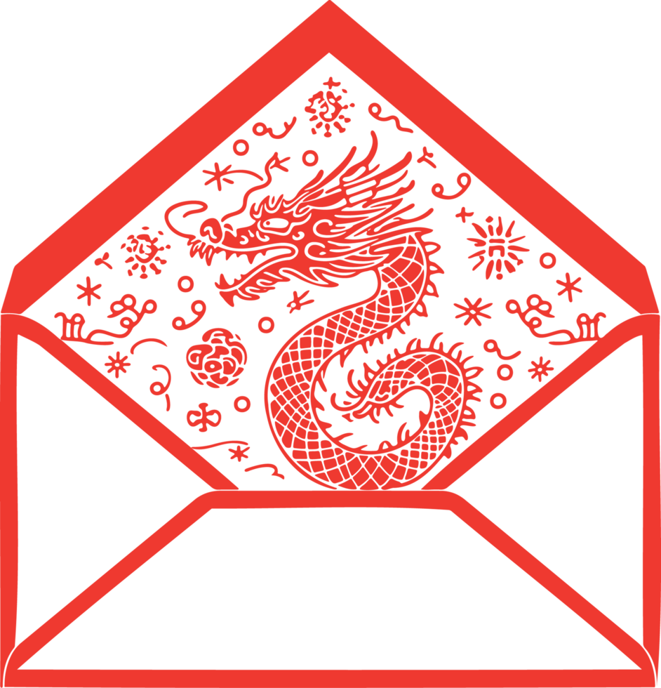 AI generated Red Envelope with Dragon Design for Lunar New Year png