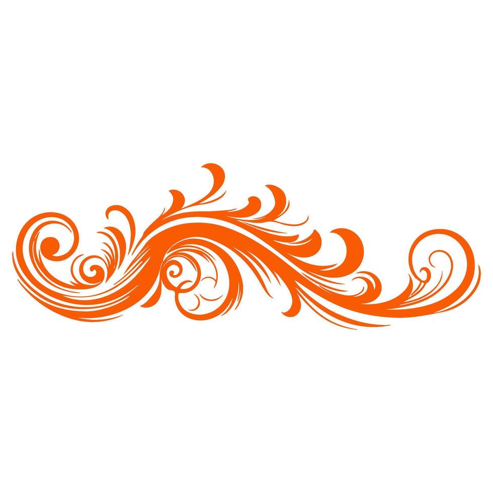 AI generated elegant swirls damask with floral hand draw orange line style element illustration on white background vector